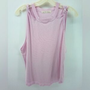 Free People We The Free Lavender Cut Out Knot Top 100% Cotton L Pastel Easter